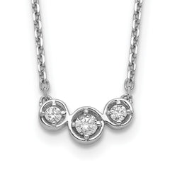 Sterling Shimmer Sterling Silver Rhodium-plated 16 inch 3 Stone CZ Necklace with 2 inch extender QG5632-16