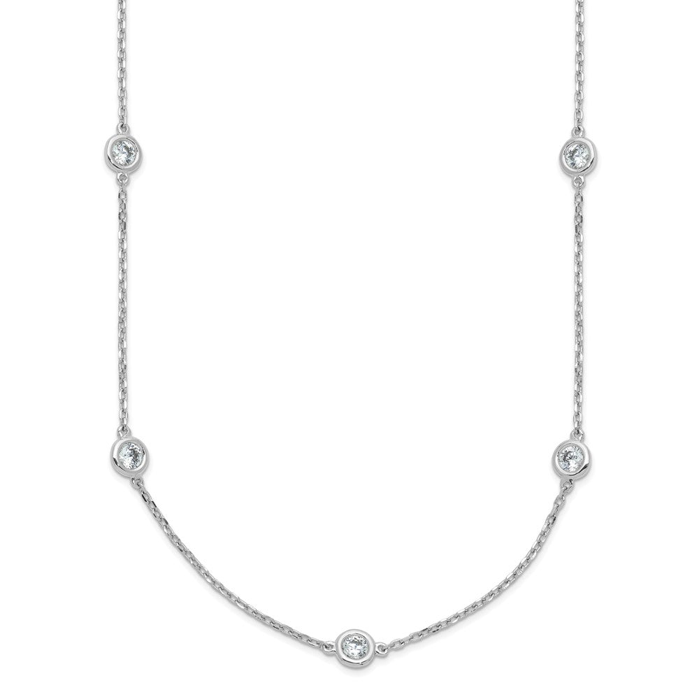 Sterling Shimmer Sterling Silver Rhodium-plated 3mm CZ 15 Stone 15 Station 22 inch NecklaceQG5633