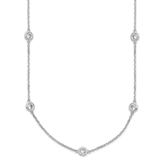Sterling Shimmer Sterling Silver Rhodium-plated 3mm CZ 15 Stone 15 Station 22 inch NecklaceQG5633