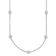 Sterling Shimmer Sterling Silver Rhodium-plated 3mm CZ 15 Stone 15 Station 22 inch NecklaceQG5633