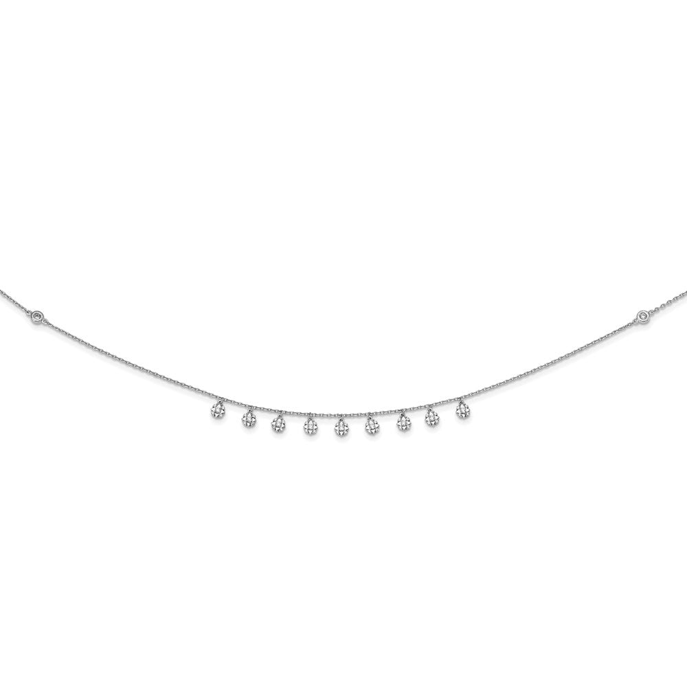 Sterling Shimmer Sterling Silver Rhodium-plated 18 inch 48 Stone 11 Star Stations CZ Necklace QG5634-18