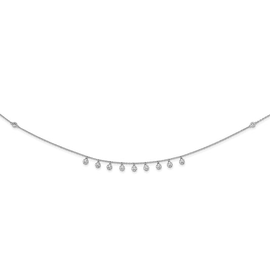 Sterling Shimmer Sterling Silver Rhodium-plated 18 inch 48 Stone 11 Star Stations CZ Necklace QG5634-18