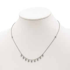 Sterling Shimmer Sterling Silver Rhodium-plated 18 inch 48 Stone 11 Star Stations CZ Necklace QG5634-18