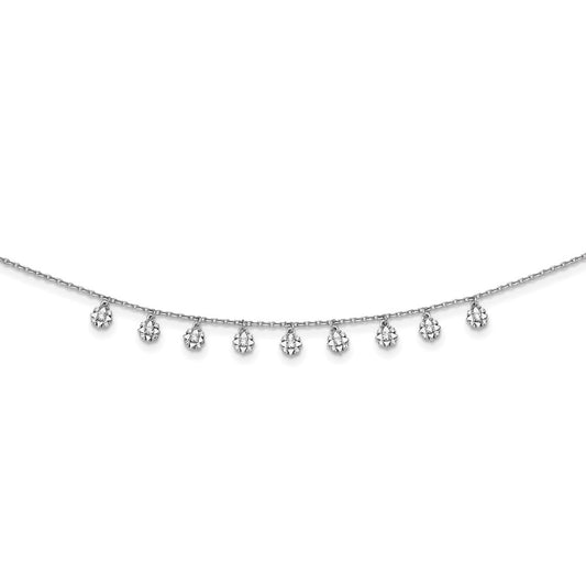 Sterling Shimmer Sterling Silver Rhodium-plated 18 inch 48 Stone 11 Star Stations CZ Necklace QG5634-18