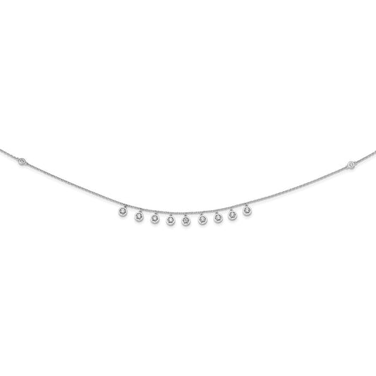 Sterling Shimmer Sterling Silver Rhodium-plated 18 inch 11 Stone 11 Station CZ Necklace QG5636-18