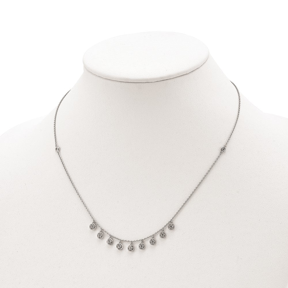 Sterling Shimmer Sterling Silver Rhodium-plated 18 inch 11 Stone 11 Station CZ Necklace QG5636-18
