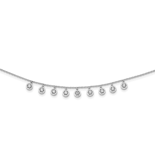 Sterling Shimmer Sterling Silver Rhodium-plated 18 inch 11 Stone 11 Station CZ Necklace QG5636-18