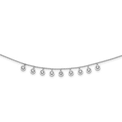 Sterling Shimmer Sterling Silver Rhodium-plated 18 inch 11 Stone 11 Station CZ Necklace QG5636-18