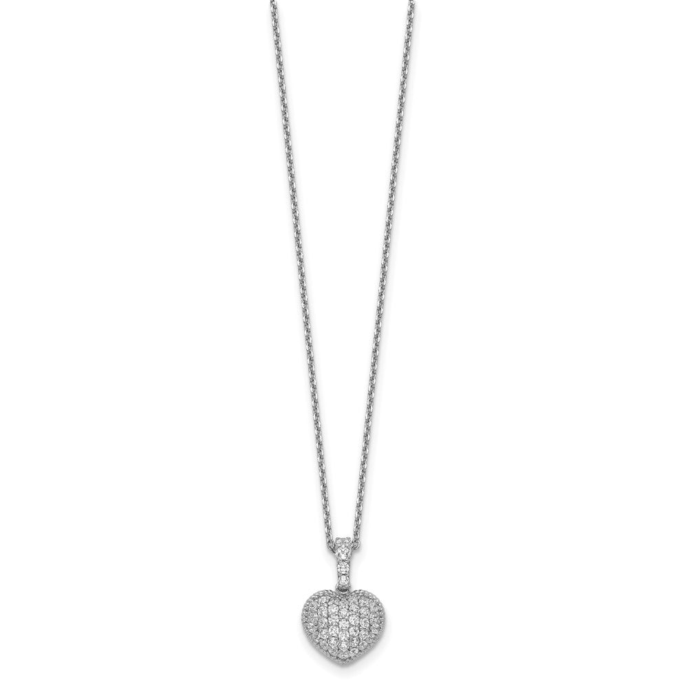 Sterling Shimmer Sterling Silver Rhodium-plated 16 inch 40 Stone Heart CZ Necklace with 2 inch extender QG5638-16