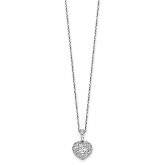 Sterling Shimmer Sterling Silver Rhodium-plated 16 inch 40 Stone Heart CZ Necklace with 2 inch extender QG5638-16