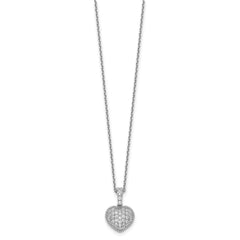 Sterling Shimmer Sterling Silver Rhodium-plated 16 inch 40 Stone Heart CZ Necklace with 2 inch extender QG5638-16