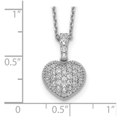 Sterling Shimmer Sterling Silver Rhodium-plated 16 inch 40 Stone Heart CZ Necklace with 2 inch extender QG5638-16