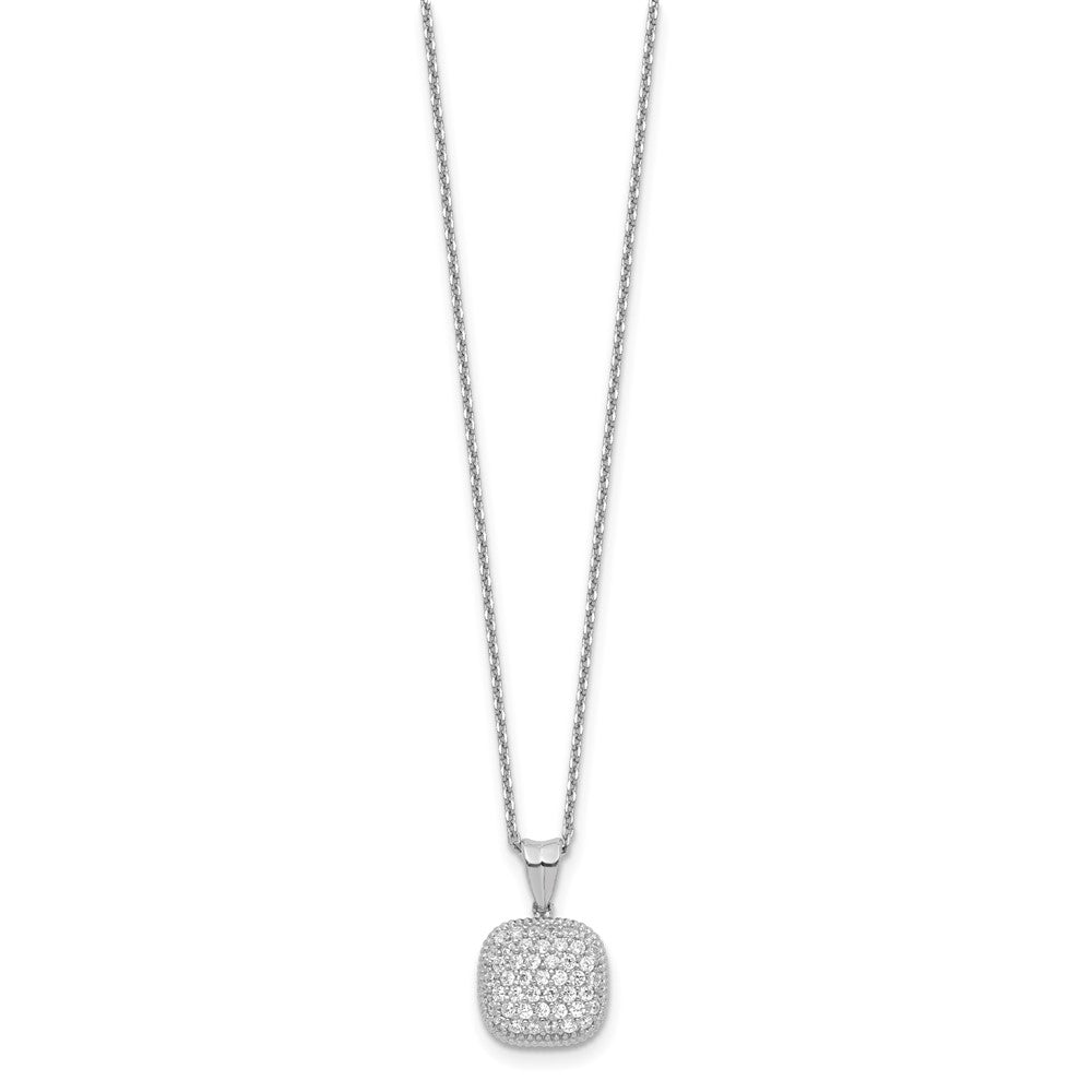 Sterling Shimmer Sterling Silver Rhodium-plated 16 inch 49 Stone Square CZ Necklace with 2 inch extender QG5639-16