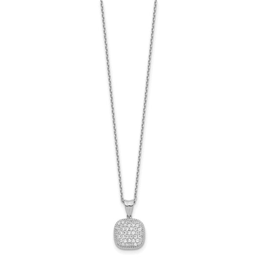 Sterling Shimmer Sterling Silver Rhodium-plated 16 inch 49 Stone Square CZ Necklace with 2 inch extender QG5639-16