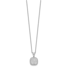 Sterling Shimmer Sterling Silver Rhodium-plated 16 inch 49 Stone Square CZ Necklace with 2 inch extender QG5639-16