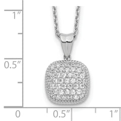 Sterling Shimmer Sterling Silver Rhodium-plated 16 inch 49 Stone Square CZ Necklace with 2 inch extender QG5639-16