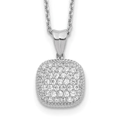 Sterling Shimmer Sterling Silver Rhodium-plated 16 inch 49 Stone Square CZ Necklace with 2 inch extender QG5639-16