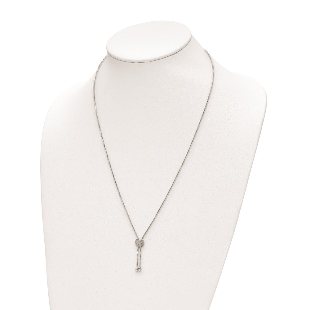 Sterling Shimmer Sterling Silver Rhodium-plated 26 inch Adjustable 27 Stone CZ Lariat Necklace QG5643-26