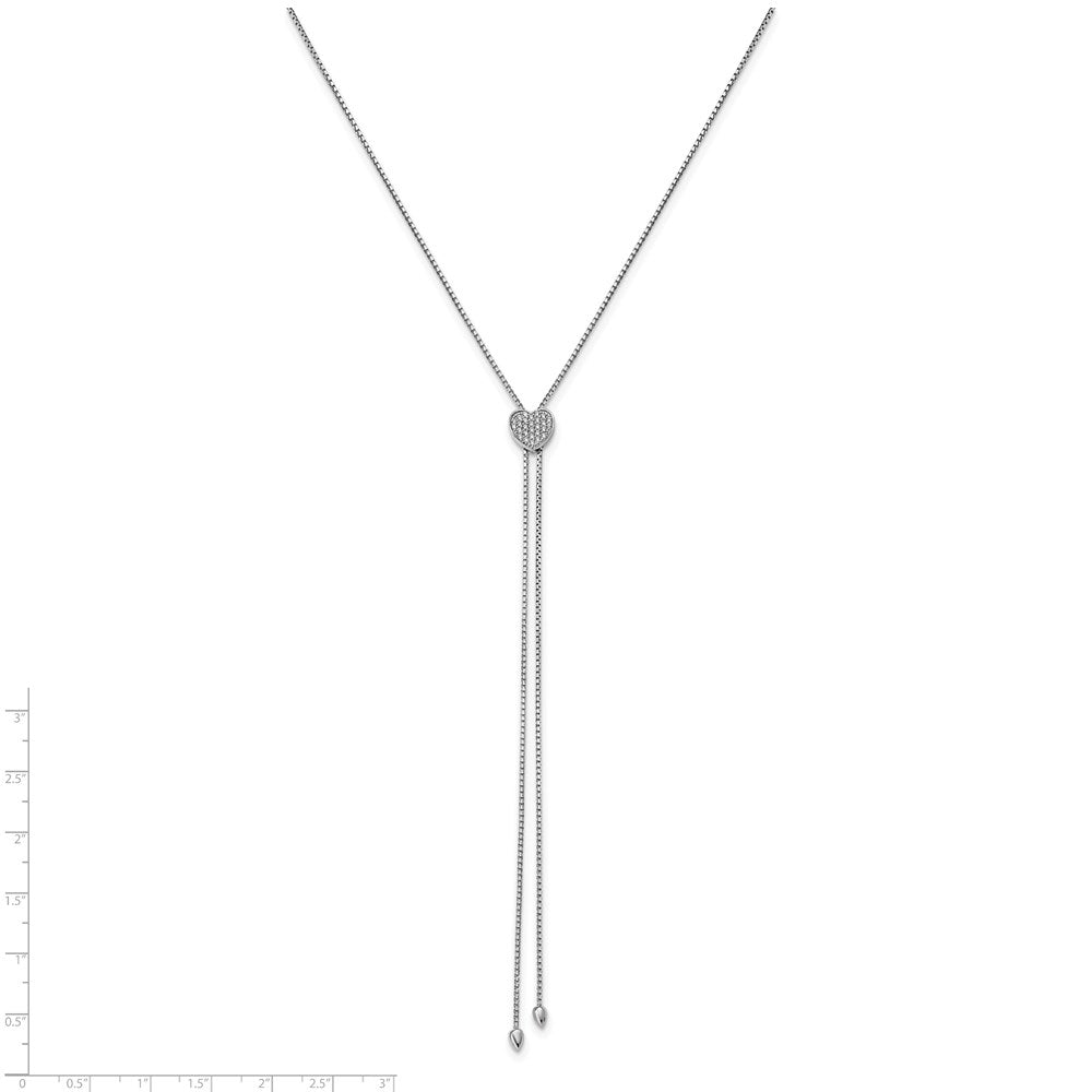 Sterling Shimmer Sterling Silver Rhodium-plated 26 inch Adjustable 27 Stone CZ Lariat Necklace QG5643-26
