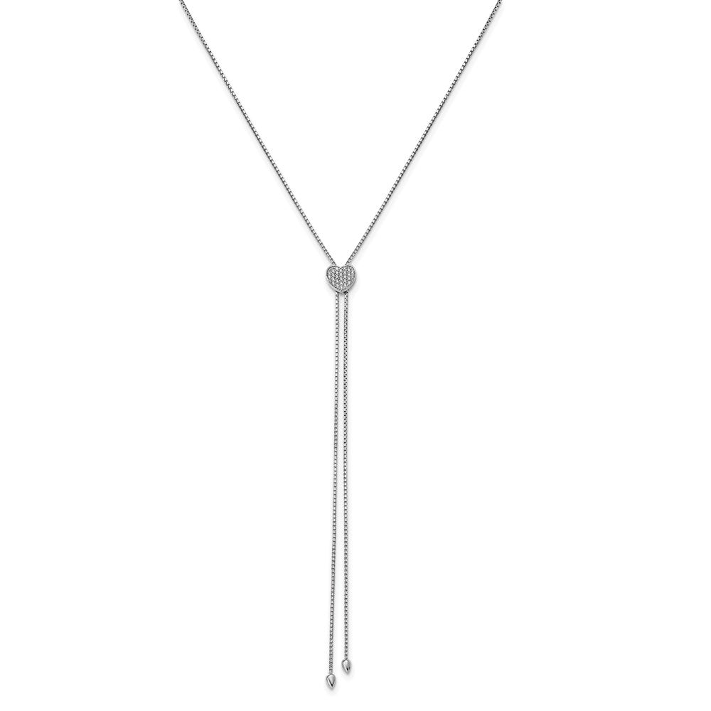 Sterling Shimmer Sterling Silver Rhodium-plated 26 inch Adjustable 27 Stone CZ Lariat Necklace QG5643-26