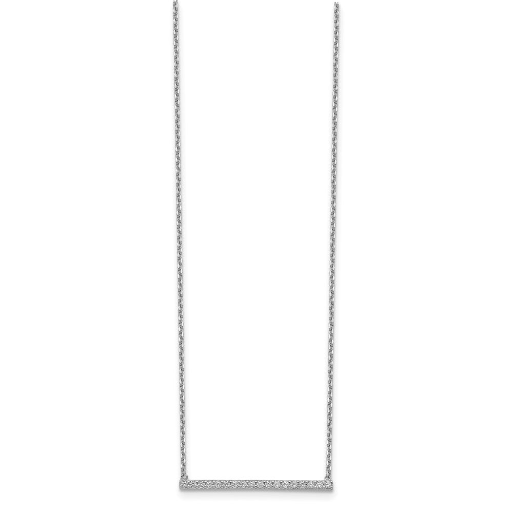 Sterling Shimmer Sterling Silver Rhodium-plated 16.25 inch 19 Stone CZ Bar Adjustable to 18 Choker Necklace QG5649-16.25