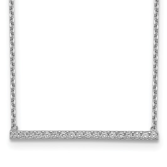 Sterling Shimmer Sterling Silver Rhodium-plated 16.25 inch 19 Stone CZ Bar Adjustable to 18 Choker Necklace QG5649-16.25