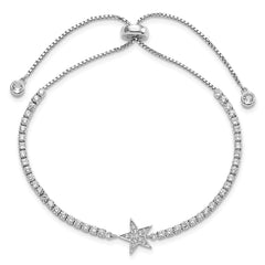 Sterling Silver Rhodium-Plated CZ Star Adjustable Bracelet QG5672