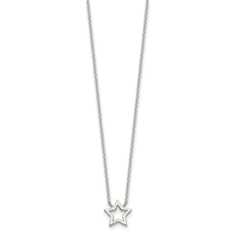 Sterling Silver Cut-Out Star Pendant Necklace QG5673-17.5