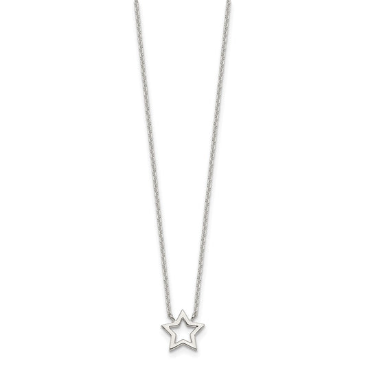Sterling Silver Cut-Out Star Pendant Necklace QG5673-17.5