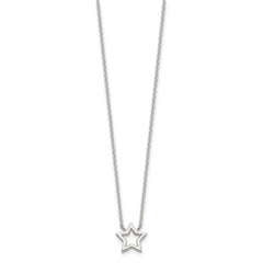 Sterling Silver Cut-Out Star Pendant Necklace QG5673-17.5
