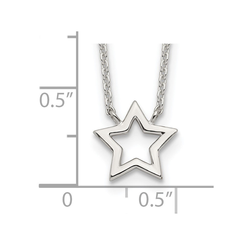 Sterling Silver Cut-Out Star Pendant Necklace QG5673-17.5