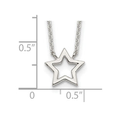 Sterling Silver Cut-Out Star Pendant Necklace QG5673-17.5