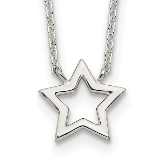 Sterling Silver Cut-Out Star Pendant Necklace QG5673-17.5