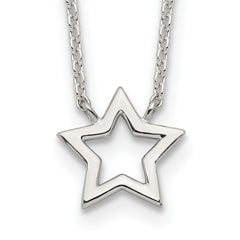 Sterling Silver Cut-Out Star Pendant Necklace QG5673-17.5