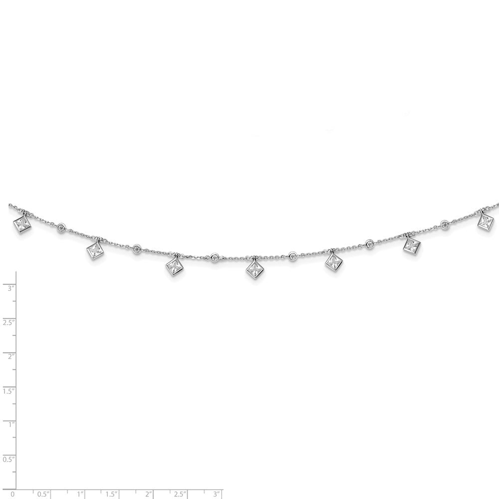 Sterling Shimmer Sterling Silver Rhodium-plated 16 inch 13 Stone 13 Station CZ Necklace with 2 inch extender QG5714-16