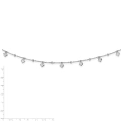 Sterling Shimmer Sterling Silver Rhodium-plated 16 inch 13 Stone 13 Station CZ Necklace with 2 inch extender QG5714-16