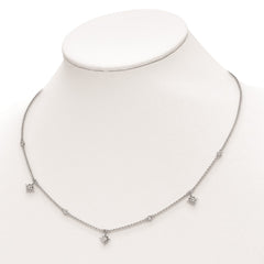 Sterling Shimmer Sterling Silver Rhodium-plated 16 inch 7 Stone 7 Star Stations CZ Necklace with 2 inch extender QG5715-16