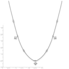 Sterling Shimmer Sterling Silver Rhodium-plated 16 inch 7 Stone 7 Star Stations CZ Necklace with 2 inch extender QG5715-16