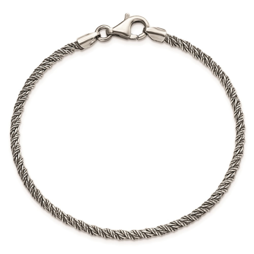 Sterling Silver Antiqued Polished Rope Bracelet QG5720-8