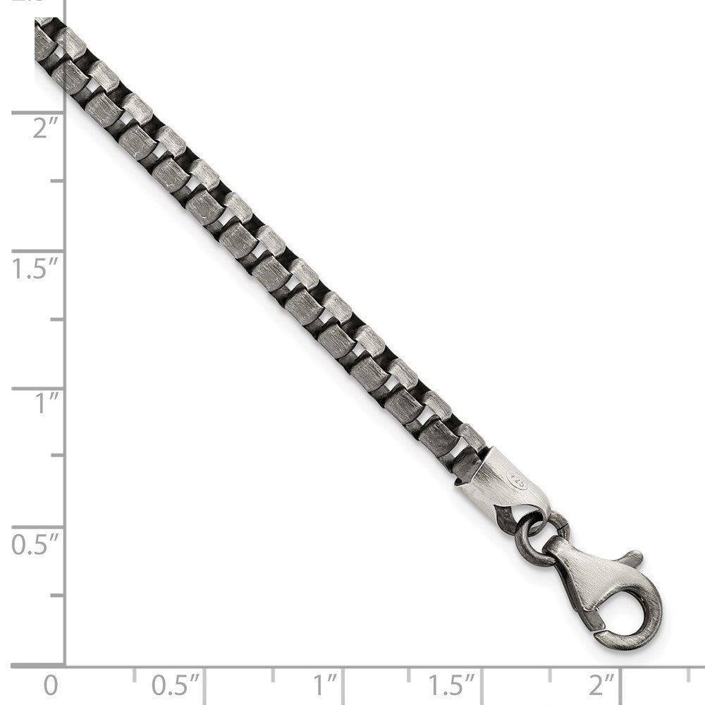 Sterling Silver Antiqued Brushed Box Bracelet QG5725-8