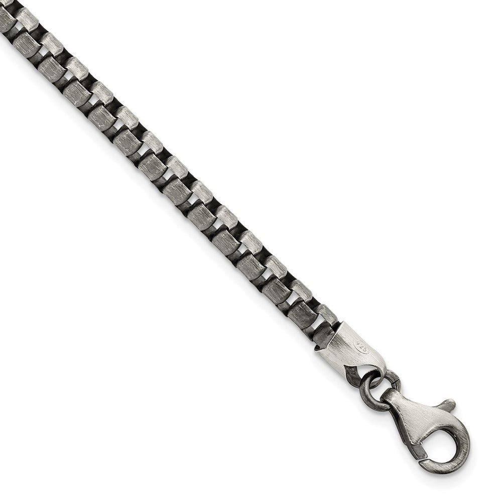 Sterling Silver Antiqued Brushed Box Bracelet QG5725-8