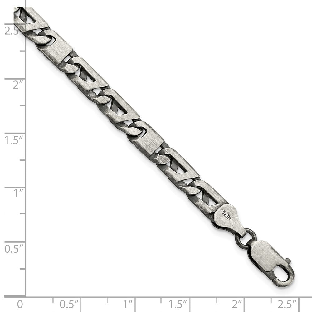 Sterling Silver Antiqued Brushed Link Bracelet QG5728-8.25