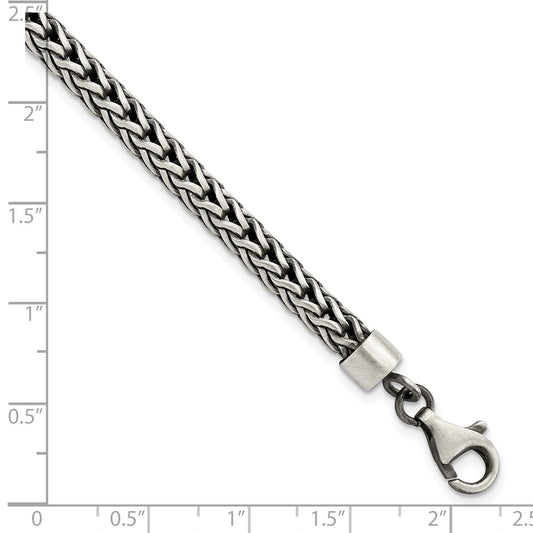 Sterling Silver Satin & Antiqued Franco Chain Bracelet QG5730-8.25