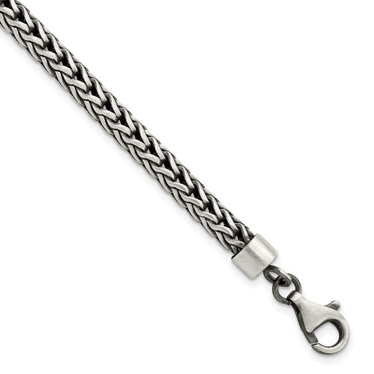 Sterling Silver Satin & Antiqued Franco Chain Bracelet QG5730-8.25