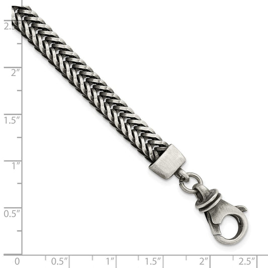 Sterling Silver Brushed Antiqued Wheat Chain Bracelet QG5732-8.5