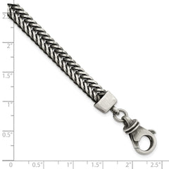 Sterling Silver Brushed Antiqued Wheat Chain Bracelet QG5732-8.5