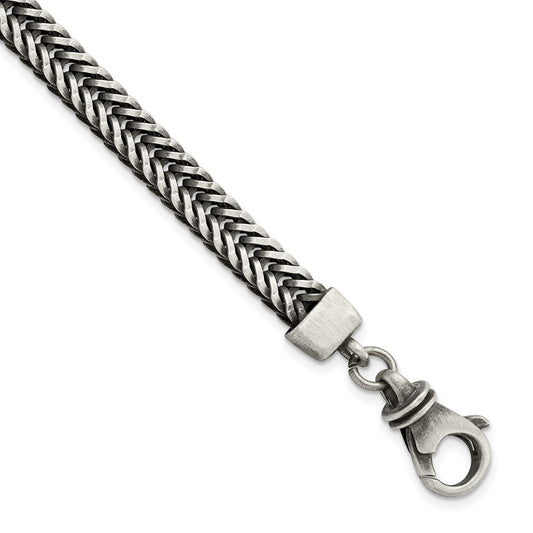 Sterling Silver Brushed Antiqued Wheat Chain Bracelet QG5732-8.5