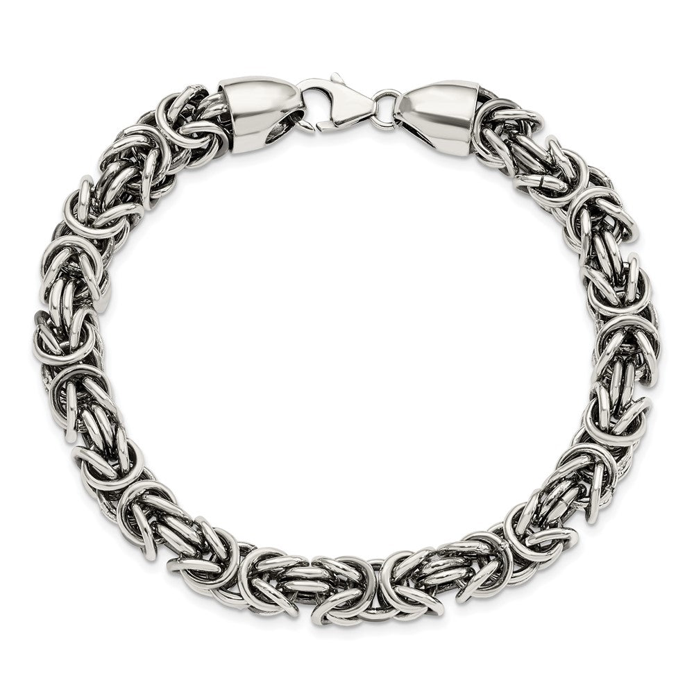 Sterling Silver Polished & Antiqued 8.5in Byzantine Bracelet QG5734-8.5