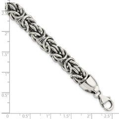 Sterling Silver Polished & Antiqued 8.5in Byzantine Bracelet QG5734-8.5