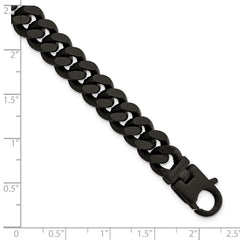 Sterling Silver Mens Matte Finish Black Ruthenium Curb Bracelet QG5735-8.5
